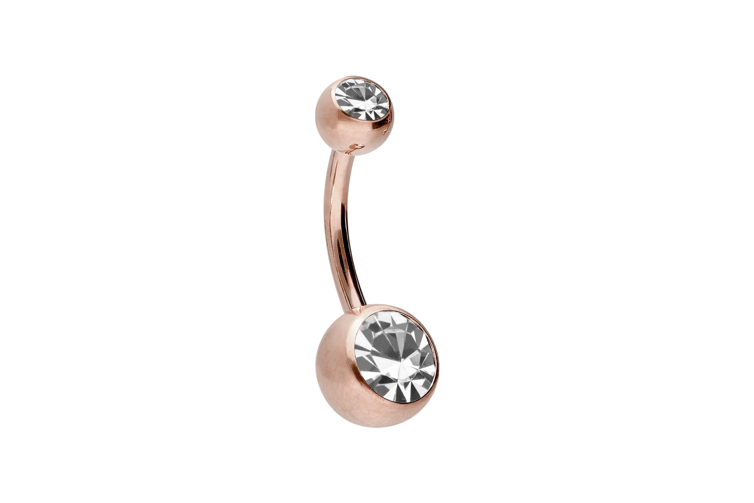 Titan Bananabell Piercing mit Innengewinde ZWEI KRISTALLE